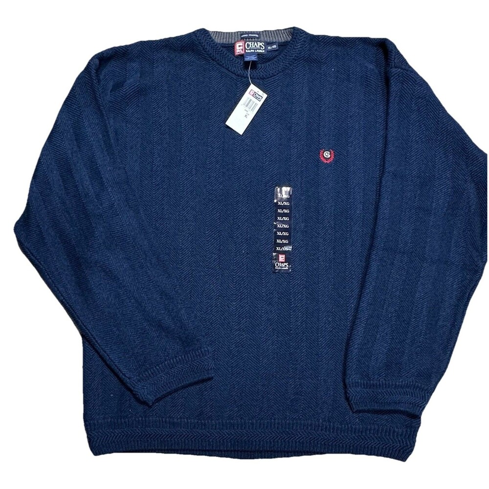 Chaps Ralph Lauren Men's Cotton Navy Blue Crewneck Sweater Size XL